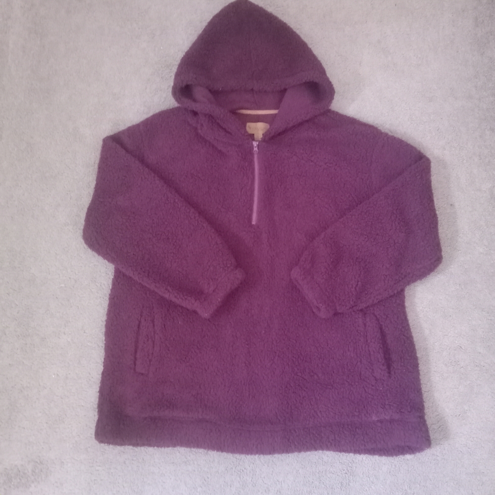 KOOLABURRA By UGG Womens Brished Back Sherpa Hoodie Plum Volor Sz XL